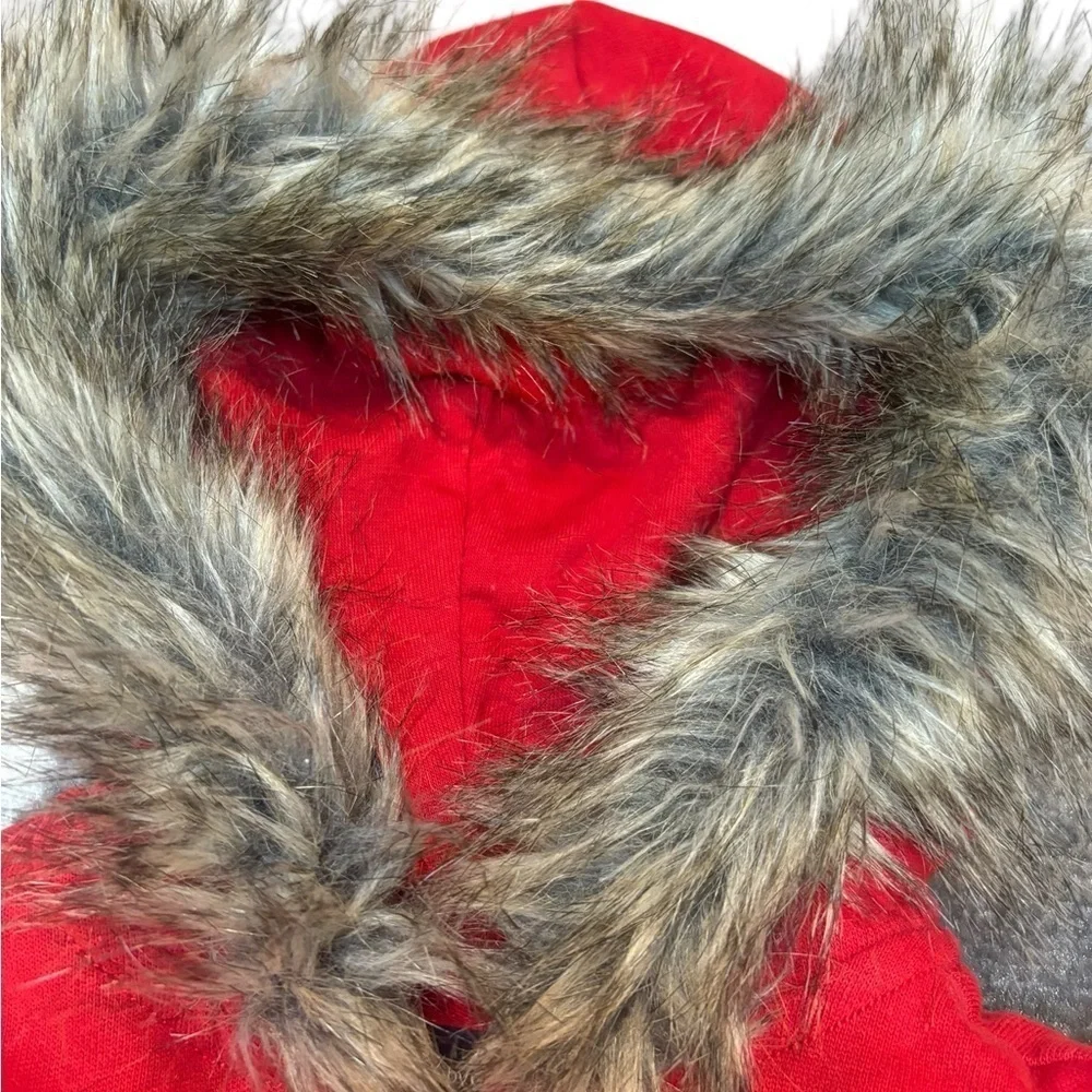 Baby Gap Red Isle Fur Zip Up Hoodie 12-18M